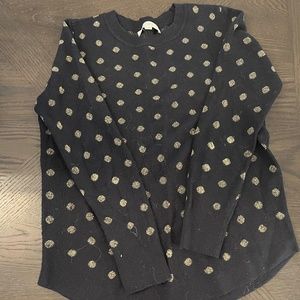 LOFT Navy / Gold Polka Dot Sweater